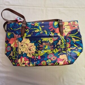 Sakroots‎ Floral Tote Bag Navy Blue Multicolor Shoulder Bag